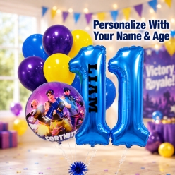 Fortnite PERSONALIZED Name & Double Digit Age Balloon Bouquet